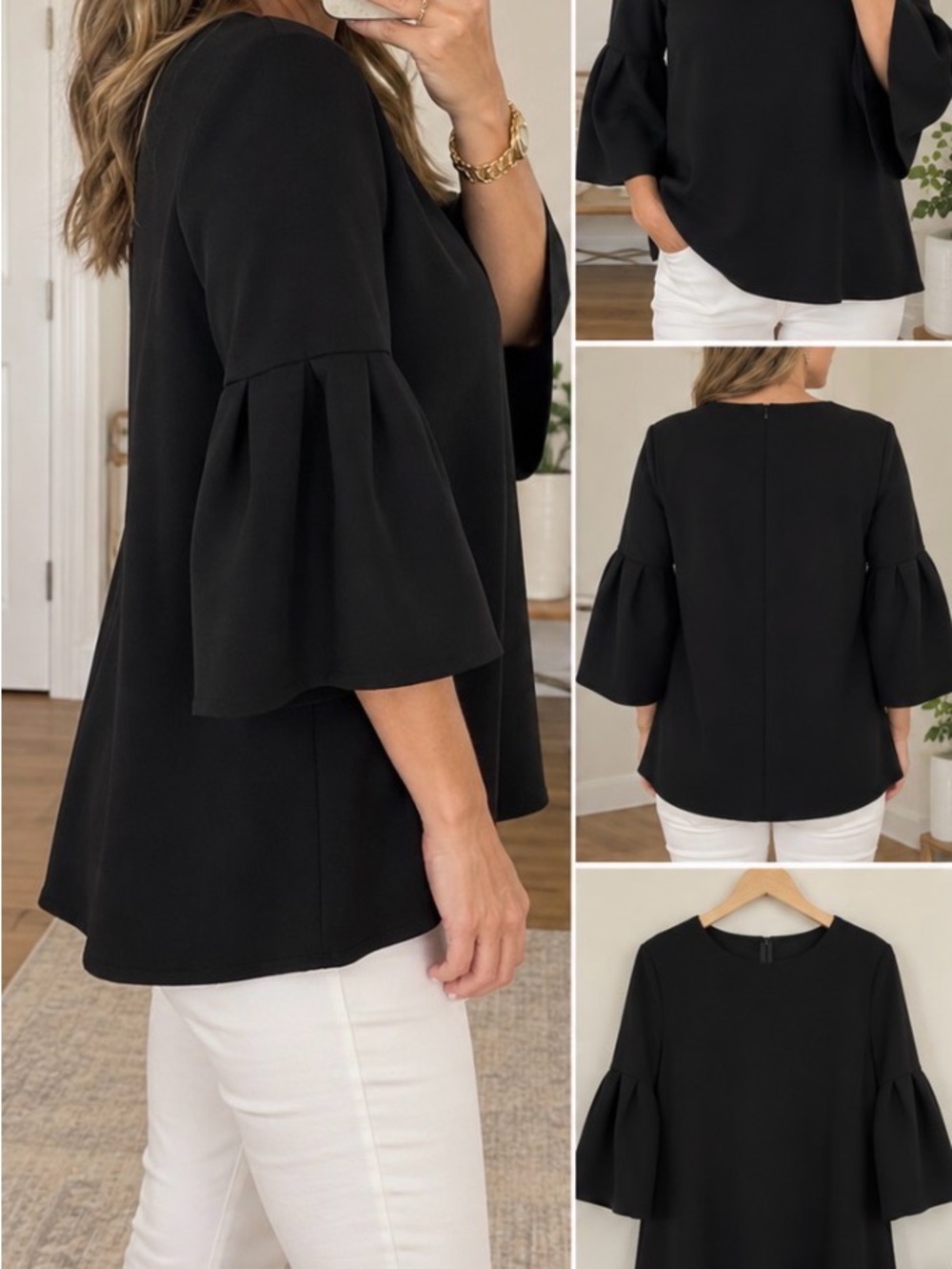 EDIT- The Brand Trapeze Style Black Bell Sleeve Blouse